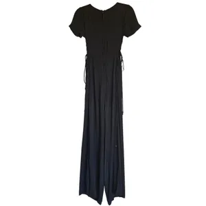 Maeve Anthropologie Black Square‎ Neck Button Front Wide Leg Jumpsuit Size 4 thumbnail 8