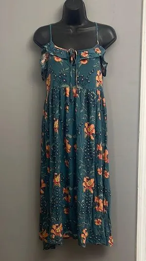 O'Neill Blue Pleated Maxi floral Sundress thumbnail 1