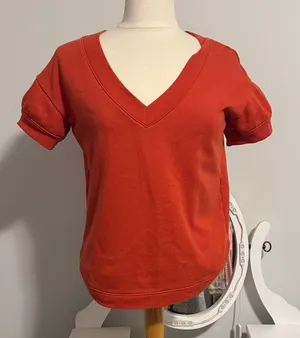 💜Madewell Women's V-Neck Orange Tee thumbnail 1