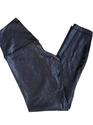 EUC Lululemon Align High-Rise Shimmer Leggings Luxe Shine Foil Navy Silver Sz. 4 thumbnail 5