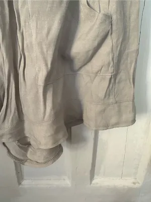 Light Taupe Elastic-Waist Cotton-Blend Shorts with Front Pockets thumbnail 3