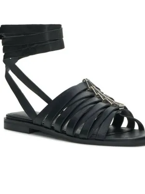 Vince Camuto Leather Sandals‎ Square Toe Lavelinn Wrap Around Flats black size 7 thumbnail 2
