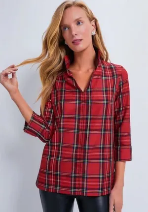 Tuckenuck Red Plaid Royal Stewart Tartan Margot Top Size Medium thumbnail 1