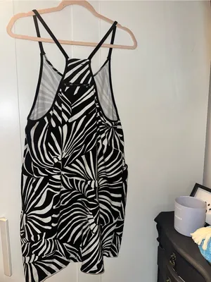 Free People Movement Printed Hot Shot Romper Black White Combo Zebra Graphic thumbnail 7