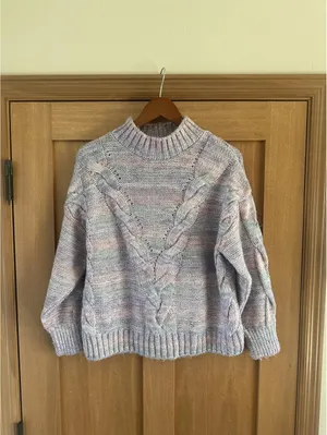 Maeve Anthropologie Rachel Textured Knit Mock Neck Sweater Lavender Women Medium thumbnail 2