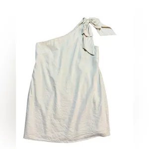 Antonio Melani Charlie One-shoulder Linen Blend Cream Shift Cocktail Dress sz 14 thumbnail 6