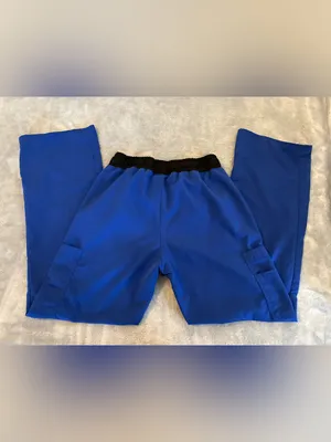 Scrubstar Brand Women’s Blue Cargo Jogger Scrub Pants/Black Waistband Size Small thumbnail 3