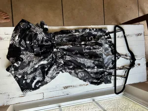 black and white lace print romper thumbnail 11
