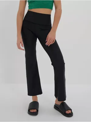 Offline by Aerie • The Hugger Coated Crop Slit Flare Legging 7/8 ankle black thumbnail 6