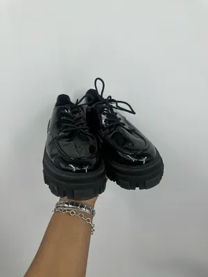 Asos Black Chunky Loafers Size Women's US 6 Grunge Goth Platforms thumbnail 3