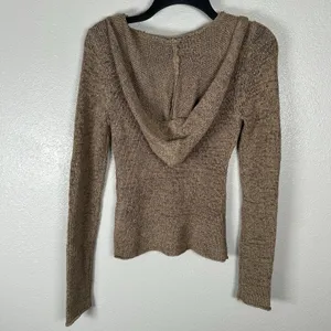 NEW SILENCE + NOISE Knit Hoodie Sweater Top Size Medium Taupe Tan Boho Beachy‎ thumbnail 3