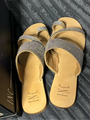 INC International Concepts Rhinestone Tan Slide Sandals thumbnail 3