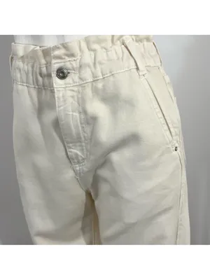 Zara baggy high waisted paperbag jeans in Ecru.....size US 2 thumbnail 6