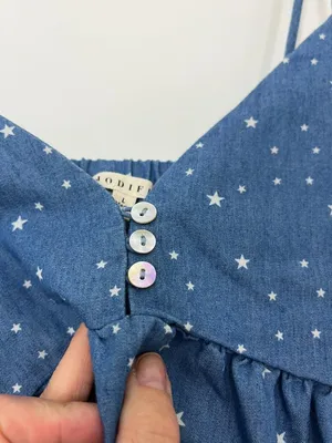New Jodifl Large Starry Dotted Chambray Denim Babydoll Dress thumbnail 4
