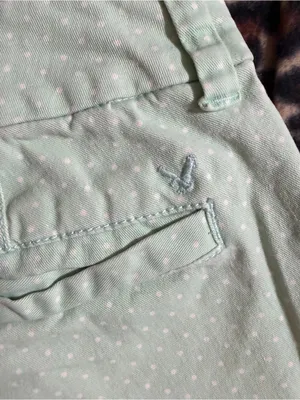 2000s vintage style American Eagle whimsical green polka dot low rise shorts thumbnail 5