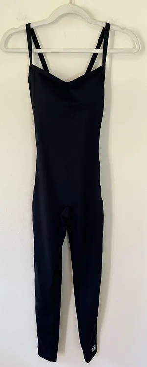 Bombshell Sportswear Sculpt Strappy Open Back Athletic Exercise Jumpsuit Black thumbnail 1