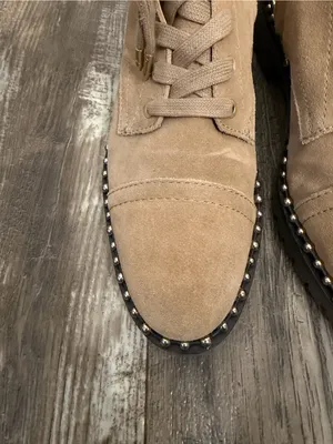 Sam Edelman Taupe Suede Studded Lace-Up Ankle Boots Size 8.5 thumbnail 15
