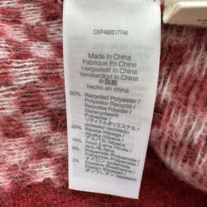 Madewell Checkerboard Jacquard Pullover Sweater S Alpaca Boxy Scarlet thumbnail 6