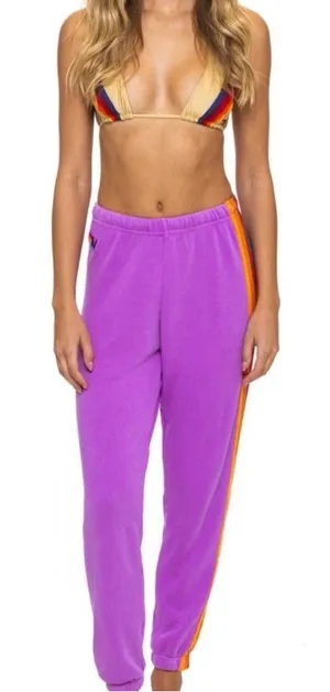 Aviator Nation Sweatpants Women Small Purple Good Rainbow Stripe Joggers thumbnail 1
