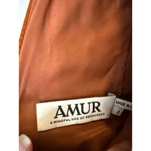 AMUR Aviva‎ Rosette One Shoulder Pleated Gown Copper Size 2 thumbnail 6