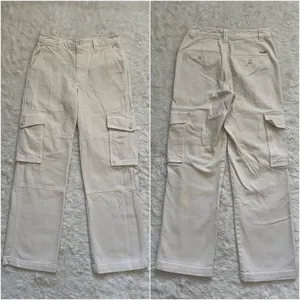 Aritzia Tna Pants Troop Cargo Pant Mid-Rise Utility 100% Cotton Cream Sz 4 thumbnail 3