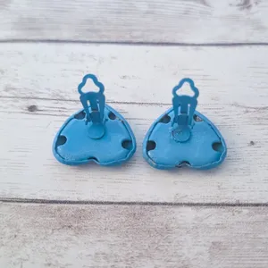 Vintage Clip On Earrings Blue Heart Just Over 7/8" thumbnail 7