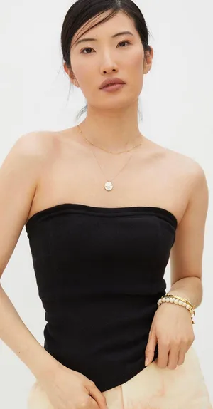 Anthropologie NWT $38 Black Classic Pullover Strapless Cotton Tube Top XL thumbnail 1