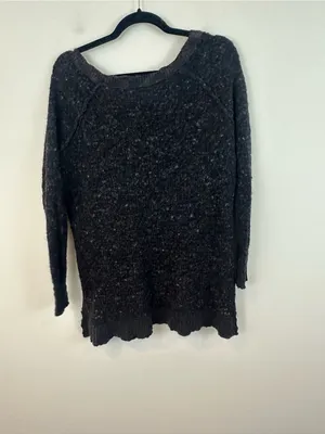 Free People Charcoal Nubby Knit Women's Sweater V-Neck Size Small Women's thumbnail 6