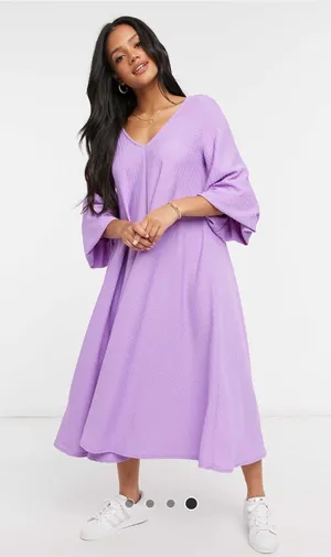 ASOS Purple Textured Smock Dress thumbnail 4
