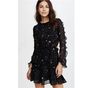 Fame & Partners Kye Star Print Ruffle Open Back Mini Dress Size 2 NWT thumbnail 3