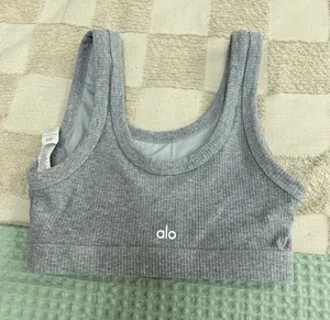 ALO Yoga‎ Blissful Gray Ribbed Scoop Bralette size S thumbnail 1