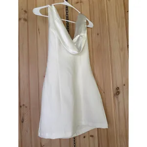 NWOT Lulus Perfected Finesse White Cowl Halter A-Line Mini Dress Engagement Sz S thumbnail 2