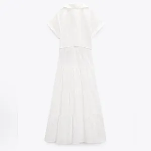 🌷- New Zara OPENWORK EMBROIDERED‎ MIDI SHIRT DRESS thumbnail 2