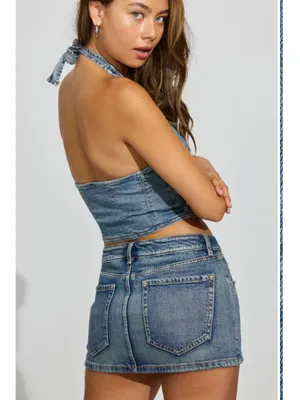NWT!! Garage Denim Halter Top with Side Zipper thumbnail 3