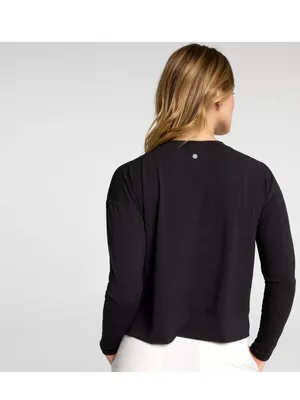 CALIA Women's Pleat Shoulder Long Sleeve Shirt Black Medium New thumbnail 3