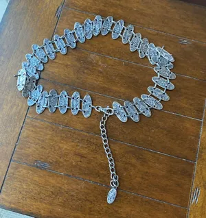 Vintage Metal silver oxidized heavy bohemian festival western belt 37-45" thumbnail 1