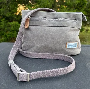 Travelon Anti-Theft Heritage Small Crossbody Bag Grey Canvas RFID blocking thumbnail 1