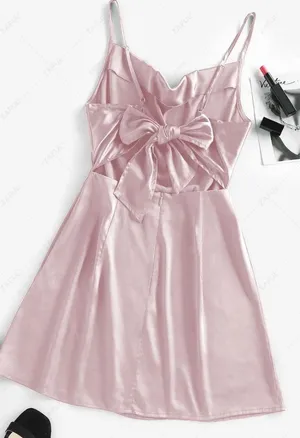 SHEIN Satin Draped Cowl Neck Spaghetti Strap Mini Dress  thumbnail 3