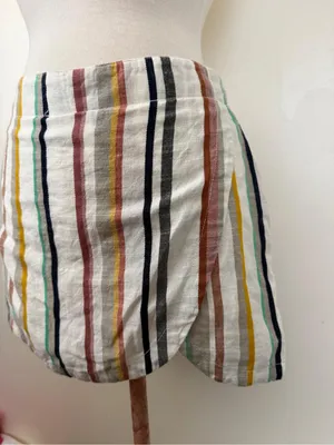 Free People White Mini Skirt with Multicolor Vertical Stripes thumbnail 2