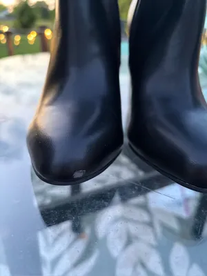 NWT Nine West Ankle Boots Square Heel 5 1/2 Black Vegan Leather Rock Emo Goth thumbnail 7