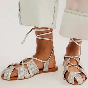 NWOT Free People Sunny Gilly Flats in Silver thumbnail 1