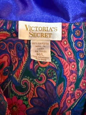 Victorias Secret Gold Label Satin Night Shirt Top Floral Button Down Sz M/L thumbnail 2
