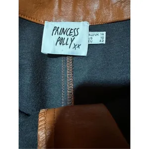 Princess Polly cognac brown wide leg faux leather‎ high rise pants sz 10 thumbnail 2