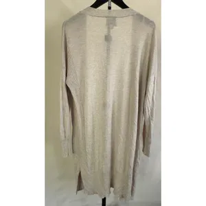 Pink Rose L Oatmeal Longline Open Front Cardigan Duster Pockets MSRP ~$35 thumbnail 2