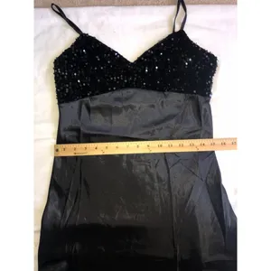 Maxi Dress Womens Size M Black Sleeveless Satin Sequins Prom Formal Evening Event thumbnail 5