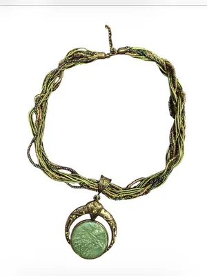 Bohemian Green Stone Pendant Multi-Strand Necklace thumbnail 2