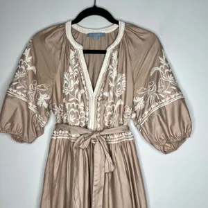 Antonio Melani Tan Embroidery Midi Dress Size 2 thumbnail 8