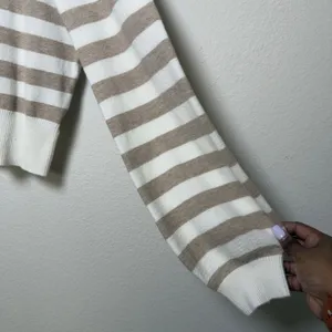 Favorite Daughter Women The Belle‎ Cardigan Sweater Medium Preppy Striped Polo thumbnail 9