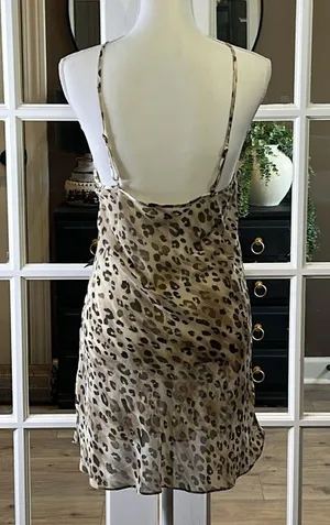 CINEMA ETOILE Leopard Print & Lace Sheer Chemise Lingerie Size Medium thumbnail 3
