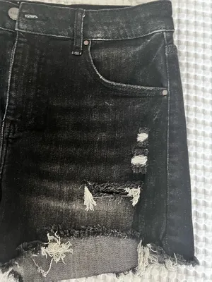Risen Black Women’s Distressed Black Denim Shorts Size L thumbnail 2